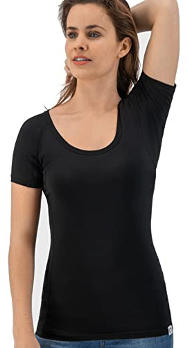 Fibershirts® Anti Svett Shirt - T-shirt mot svettfläckar - Anti Sweat Undershirt - With ArmPads PRO & Silver Treatment - Dam - Rundhalsad