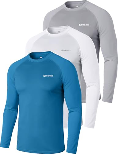ZENGVEE 3 Piezas Camiseta Hombres Mangas Cortas Rash Guard de Protección UPF 50＋Secado Rápido Deportes Acuáticos Surf Natación Verano