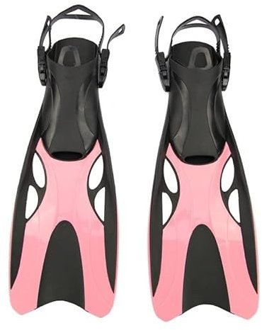 DUNSBY Trainingsflossen Schwimmflossen for Erwachsene, verstellbare Schwimmfroschschuhe, offenes Tauchen, Schnorcheln, Lange Tauchflossen Schwimmflossen (Color : Pink, Size : L/XL)