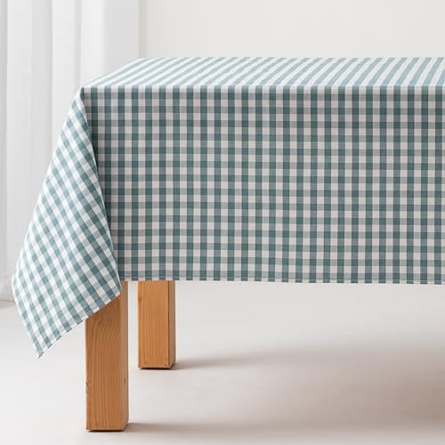 GAMUSI Tischdecke, schmutzabweisend, quadratisch, Vichy-Muster, Baumwolle, wasserdicht, 140 x 140 cm, Wasserfarben