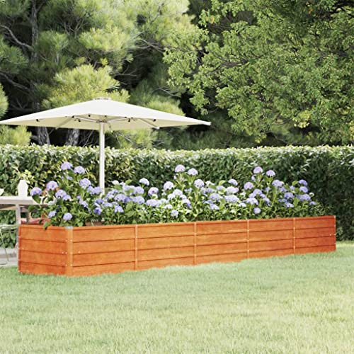 Jardinière surélevée en acier Corten 400 x 80 x 45 cm