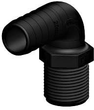 LINDEMANN TRUDESIGN Schlauchnippel aus Verbundwerkstoff, schwarz, abgewinkelt, 90 Grad, 50 mm