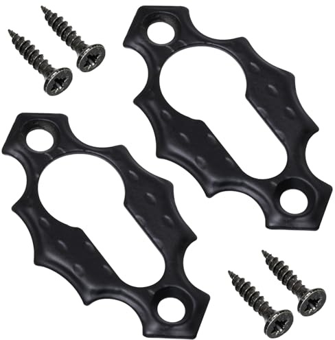 AERZETIX - C73731 - Paire de 2 rosettes plaques 60x34x3 mm pour cylindre profilé - cache trou de clé - en métal - couleur noir mat - porte rosace ferrure protection sécutité