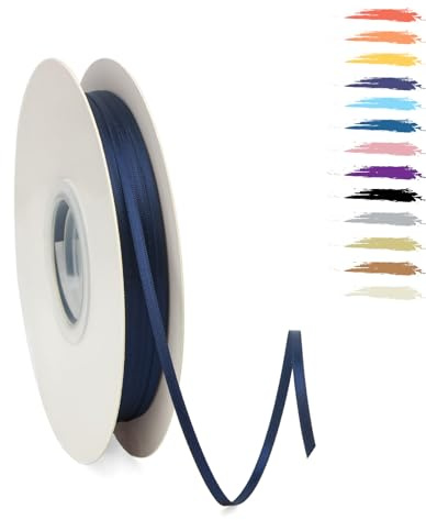 Navyblau 3mm Satinband 95 Meter, Polyesterband, verschönern Sie Ihre Bastelarbeiten und Feiern, ideal für Geschenkverpackungen, Dekorationen, Hochzeitsautoband, Bänder zum Basteln