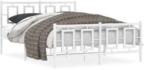 Rantry Robustes Stahl-Bettgestell mit Lattenrost, weiß, 196x146x91 cm, für Schlafzimmer Model374308
