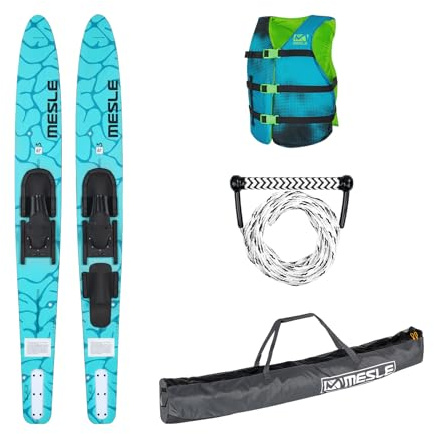 Mesle Wasser-Ski Set Strato 170 cm mit Weste Sportsman + Leine Combo + Tasche Universal, Anfänger und Fortgeschrittene Combo-Ski für Erwachsene