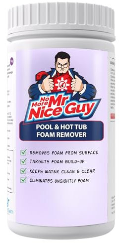 Pool & Hot Tub Foam Remover 1 Litre - Effective Anti-Foam Treatment for Spas Hot Tubs & Pools – No Foam Treatment – Removes Foam From Surface – No More Mr Nice Guy
