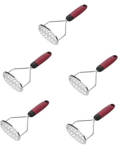 Amosfun 5pcs Manual Potato Masher Kitchen Supplies Black Vegetable Ricer for Mashed Potatoes More