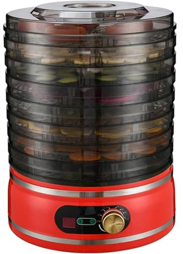 Food Dehydrator Fruit Dryer Machine, 8 Tray Mini Fruit Dryer, Food Preserver with Adjustable Temperature & Timer, Removable BPA-Free Trays Meat Vegetables Beef Fruit Dryer for Jerky, Snacks(Red)