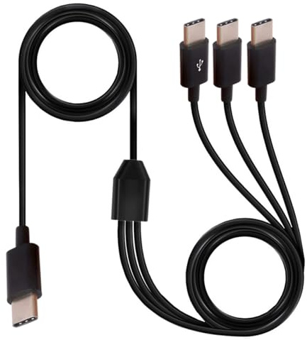 HUHANGGod Cable divisor multiUSB C, cable de carga 3 en 1, USB C a 3 puertos USB C, tipo C macho a 3 machos, cable de carga de datos para móvil/Android de 1,5 metros (3 tipos C)