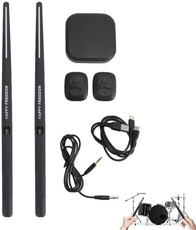 SuniconElektrisches Lufttrommel-Set, tragbares Virtual-Reality-Schlagzeug-Set, 3D-Bewegungserkennung, elektronische Trommel, Lufttrommel, Rock-Beat-Rhythmus-Stick, (Black)