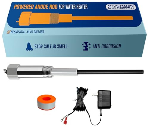 HertzEagle Powered Anode Rod for Water Heater, Electric Anode Rod for Water Heater, Eliminate Sulfur Smell in Well Water, Eliminate Rotten Egg Smell in Water, for 40-89 Gallon Except Bradford White