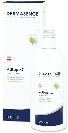 DERMASENCE Adtop XC Lipidlotion, 500 ml | Rückfettende Lotion für extrem trockene, zu Ekzemen neigende Haut, mit Squalan und Johanniskraut, parfümfrei, ab 3 Jahren