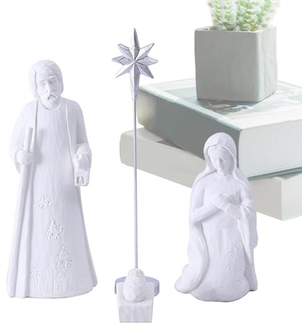 usefulbeauty Weiße Krippe, Weißes Krippenset - Weihnachtskrippe Krippenset | Weiße Weihnachtsornamente, Krippendekorationen für Wohnzimmer und Schlafzimmer