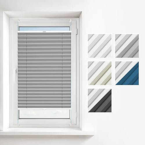Estika Thermoplissee ohne Bohren 50x120 cm Farben: Silber Verdunkelung und Thermo Plissee klemmfix für Fenster in verschiedenen Blickdicht erhältlich mit Montagezubehör