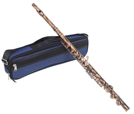 Flöteninstrument 16-Loch-C-Tasten-Flötenset Geschlossenes Loch C-Flöte Mit Koffer Stoffhandschuhen Holzblasinstrument-Zubehör Für Musikliebhaber(Red)