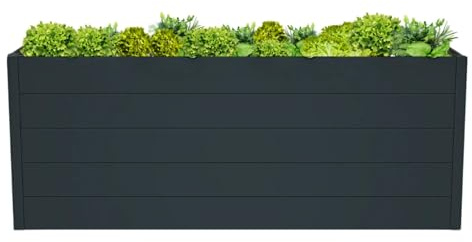 Mega Holz Premium Aluminium Hochbeet L 185x95x74 cm - Wetterfest, Robust & Pflegeleicht - Nut- und Feder-Hohlkammerprofile - Blumenbeet mit eleganten Design & Große Anbaufläche für Gemüse & Kräuter