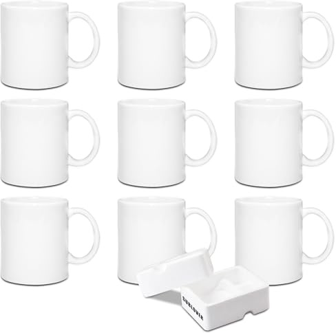 SUBLOVER Tazas Para Kaffeetassen mit Sublimationsdruck, 325ml 9er-Set Sublimation Tassen Sublimationsbecher Weiß Keramiktasse