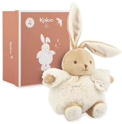 KALOO - Doudou Musical Lapin Crème 17cm - Peluche Ultra-Douce et Moelleuse pour Bébé - Compagnon Tendre Dès la Naissance - Taille idéale pour Petites Mains - Cadeau de Naissance - K214021
