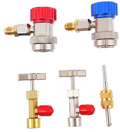 VINTORKY Kit Profesional de Herramienta Dispensadora de Refrigerante con Válvula de Cobre y Aleación de Aluminio, Función de Seguridad de Presión Interna para Recarga de Aire Acondicionado