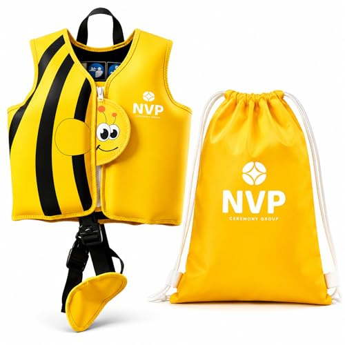 NVP Chaleco de natación para niños y Bebe de 1 a 6 años Ajustable. (Amarillo y Negro, Medium)