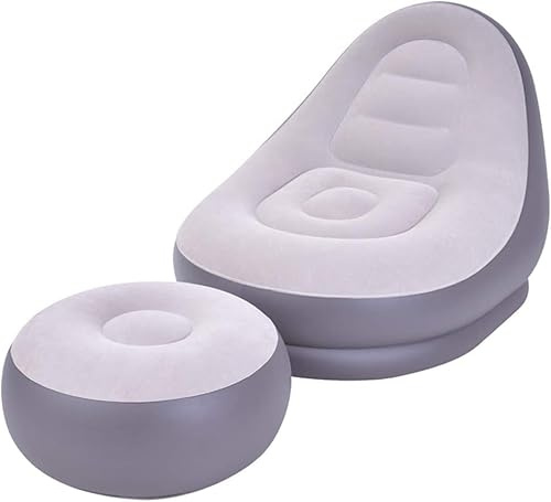 Unibos | Inflatable 2-Piece Deluxe Lounger With Foot Stool | Perfect Chair For Gaming, Reading & Movie Watching | Lounger Size 94cm x 122cm x 102cm