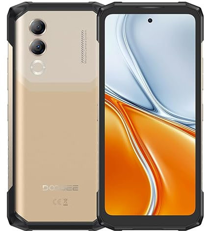 DOOGEE 5G Telephone Incassable Blade 20 Turbo, 32Go+256Go(Extension 2To), Batterie 10300mAh&15,8mm D'épaisseur, Écran Plein de 6,6, Caméra IA 50MP, Android 15 Étanche Smartphone Renforcé, NFC Or