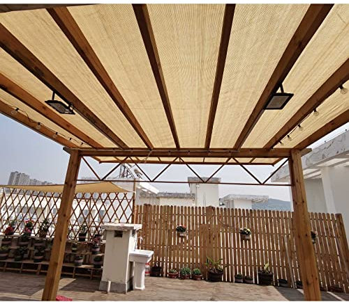 Rete ombreggiante gialla resistente ai raggi UV al 90%, 6 x 6 m, telo ombreggiante per esterni, per giardino, mobili, terrazza, durevole e rettangolare, tenda parasole a vela