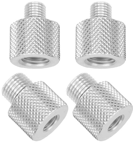 Dazkzooy 4 Stück Gewindeadapter 3/8“ auf 1/4“ & 1/4“ auf 3/8“, Adapter Aluminiumlegierung Stativ Schraube Adapter für Mikrofonständer, Kamerastative & Lautsprecher - Silber