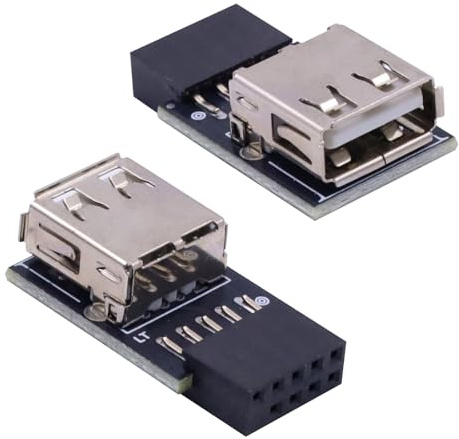 Poyiccot Conector USB 2.0 hembra de 9 pines a conector USB tipo A hembra, 1 puerto USB Mortherboard adaptador para tarjeta de red inalámbrica Bluetooth de PC, paquete de 2