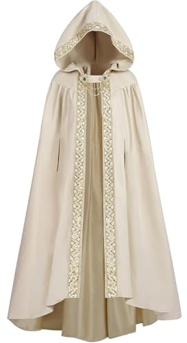 YOSUWOAI Capa medieval para mujer, con capucha, abrigo con puño, monocolor, elegante, renacimiento, capa larga con capucha, disfraz de vampiro, capa