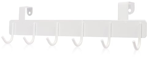Srvillg Door Hook Hanger, Over Door Hanger Hooks, Door Hanger Coat Rack, Back of Door Hooks for Coats, Hats, Bags, Clothes, Towels (1, White)