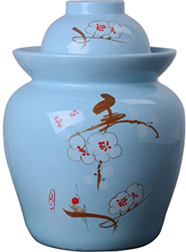 MYXJX pickling jars, Traditional Chinese Ceramic Fermentation Crock Jar Pickling Jar With Water Seal Airlock Lid,Large Thickened Ceramic Kimchi Pot(7KG)