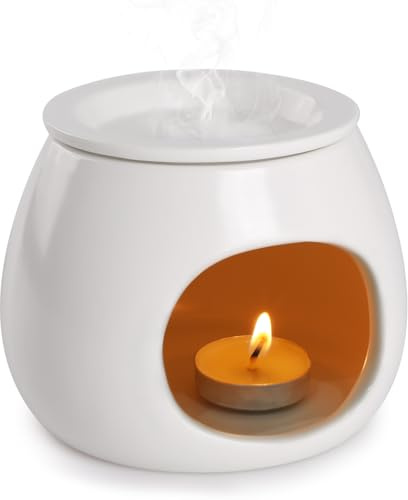 Bighan Duftlampe Split-Typ Aromalampe Teelichthalter Duftlampe aus Keramik Aroma Diffuser - Weiß