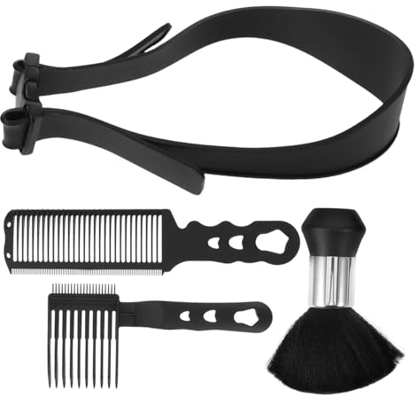IWOWHERO 4 Pièces Set de Guides de Coupe de Cheveux Noirs pour Hommes Peignes de Dégradé et Plateaux pour Coupe Précise Peigne Démêlant et Brosse pour Salon