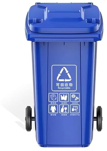 Contenedor Basura Exterior Con Ruedas Reforzado Más Ancho Gran Resistencia Desgaste Robusto Firme Se Puede Empujar Tirar Facilitar Su Desplazamiento(Blue,100L)