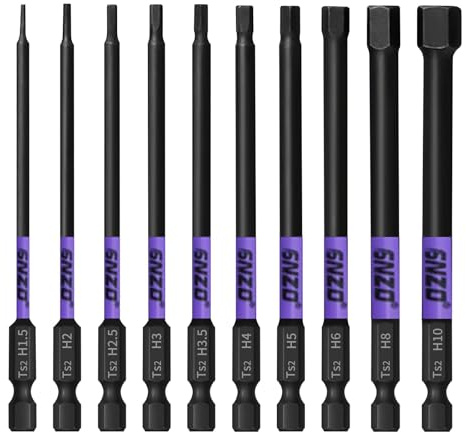 10Pcs 100mm Magnetic Allen Key Drill Bits, S2 Steel H1.5–H10 Set | 1/4 Inch Long Hex Drivers, Anti-Corrosion Tools For Industry And Home Maintenance
