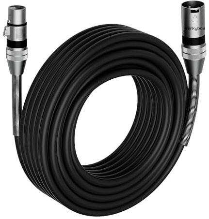 Werkybay 3-polig XLR Kabel 15m (1 Stück)，Stecker auf Buchse XLR Adapter, SR-Struktur Symmetrisch Mikrofonkabel für Mikrofon, Podcast, Bühne,Studio, Lautsprecher, Mixer, Verstärker usw.