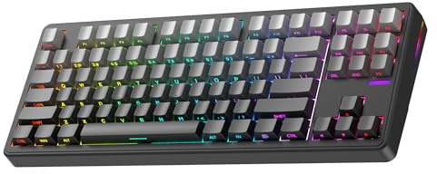 ELECFOX Linky 87 Wireless Mechanical Keyboard,Tri-Mode BT5.0/2.4GHz/USB-C Hot Swappable Custom Keyboard, Linear Switches,RGB Backlit Computer Gaming Keyboards for PC/Tablet/PS/Xbox(Black)