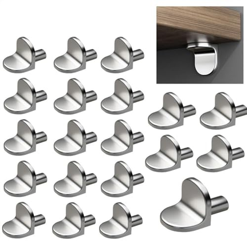20pcs 5mm Shelf Support Pegs, L-Shaped Solid Alloy Shelf Pins, Cupboard Shelf Pegs, Cupboard Shelf Supports, Kitchen Shelf Pegs, Shelf Pins & Shelf Brackets & Supports. For Cabinets, Bookcases Etc.