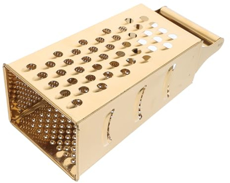 Milisten Rallador de Cocina de 4 Lados de Acero Inoxidable Dorado, Cortador Multifuncional para Verduras y Patatas, Herramienta Doméstica para Rallar Queso y Frutas, Uso en Cocina Hogareña