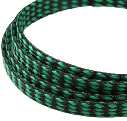 Gaines de câbles électriques 1/5/20/50M Gaine tressée expansée Fil de Coton PP 4 8 12mm Enveloppe Fil Souple Câble isolé Protection Ligne Harnais câble(Green Black,8mm,50 Meters)
