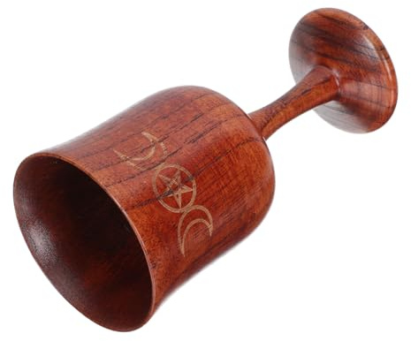 Gadpiparty Cáliz de Madera Marrón Estilo Retro Diseño de Triple para Sacrificios Religiosos y Adorno Espiritual el Hogar