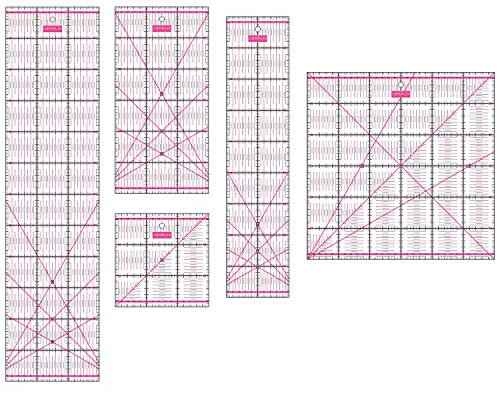 SEMPLIX Patchwork Lineal Set cm Bundle (10x45 cm, 15x60 cm, 15x30 cm, 15x15 cm, 30x30 cm) (pink)