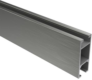 Interdeco Innenlaufprofil Edelstahl-Optik 14x35 mm (eckig) aus Aluminium für Innenlauf-Gardinenstangen Smartline, 220 cm
