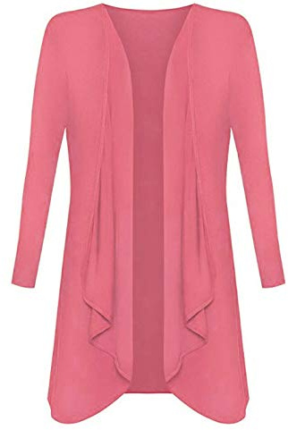 Candid Styles Womens Ladies Plus Size Long Sleeve Waterfall Cardigan Top Duster Coat Jacket, XXXL 24-26 Plus Size, Coral