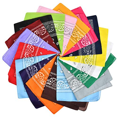 20Pcs Bandana Kopftuch Bandana für Damen Halstuch mit Paisleymuster Bandana Kopftuch 55 x 55cm bandana herren kopftuch bandana Taschentücher Farbige Quadratische Bandanas für Männer Frauen/Damen