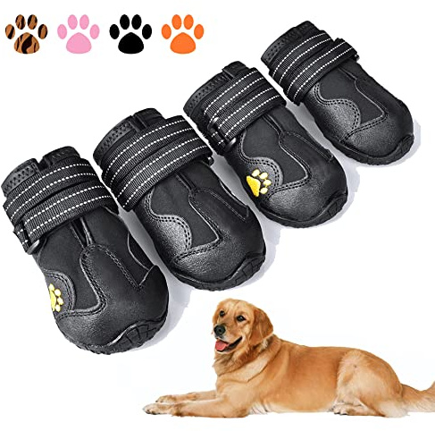 XSY&G - Stivali per cani, impermeabili, con velcro riflettente, suola antiscivolo robusta e antiscivolo, scarpe per cani di taglia media e grande, taglia 6