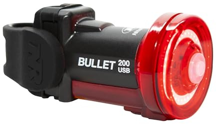 NiteRider Bullet 200 Bike Tail Light USB Rechargeable Powerful LED Rear Light Daylight Visible Easy to Install Road City Commuting Cycling Safety Flash 200 Lumens Day + Night Riding Bicycle Visibility