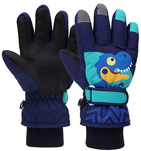 QKURT Kinder Skihandschuhe, Snowboard Handschuhe wasserdichte und Winddichte Winter Fäustlinge für 2-13 Jahre Mädchen und Jungen Skifahren Snowboard Reiten Laufen Wandern Radfahren